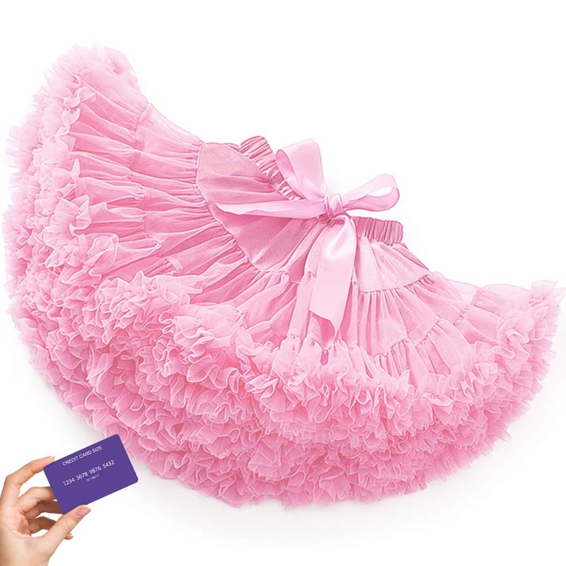 aingycy Women's Puffy Tutu Skirt Elastic Waist Tulle Tutu Skirt Fluffy Princess Ballet Dance Underskirt Pink - Image 4